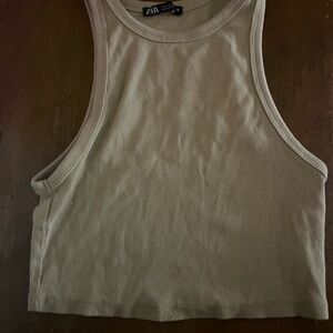 Zara Beige Ribbed Tank Top